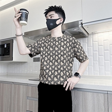 爱心提花短袖T恤男痞帅高级感社会小伙301C-DT82-P48控68，男装T恤，星座301C（原B323）