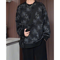 S2605/P35春装新款现货卫衣男新中式套头个性宽松大码T恤上衣，男装T恤，电商A141