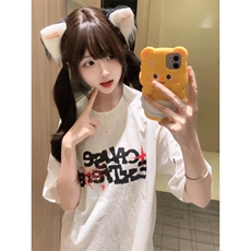 【有货】BK899CC-特P29复古重磅泼墨撞色字母印花短袖T恤男女，男装T恤，星座1007（原301D）