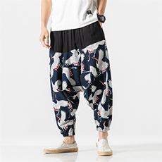 夏季风民族风棉麻九分裤阔腿裤尼泊尔灯笼裤大裤裆K65/P65，男装民族服装，钱塘713