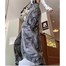 YC9258-P58网图潮扎染工装裤男女春秋新款潮牌宽松迷彩阔腿裤，男装工装外套，电商C233