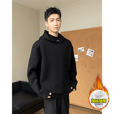 480G重磅加绒硬挺boxy男女秋冬美式高街结构一粒扣连帽卫衣厚外套，女装短外套，电商A486