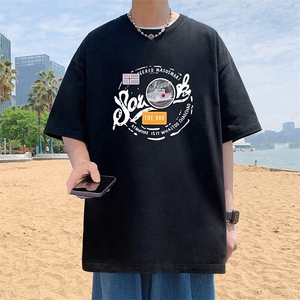 T806宽松短袖T恤男夏季2025新款半袖港风chic潮牌男生体恤衫图片