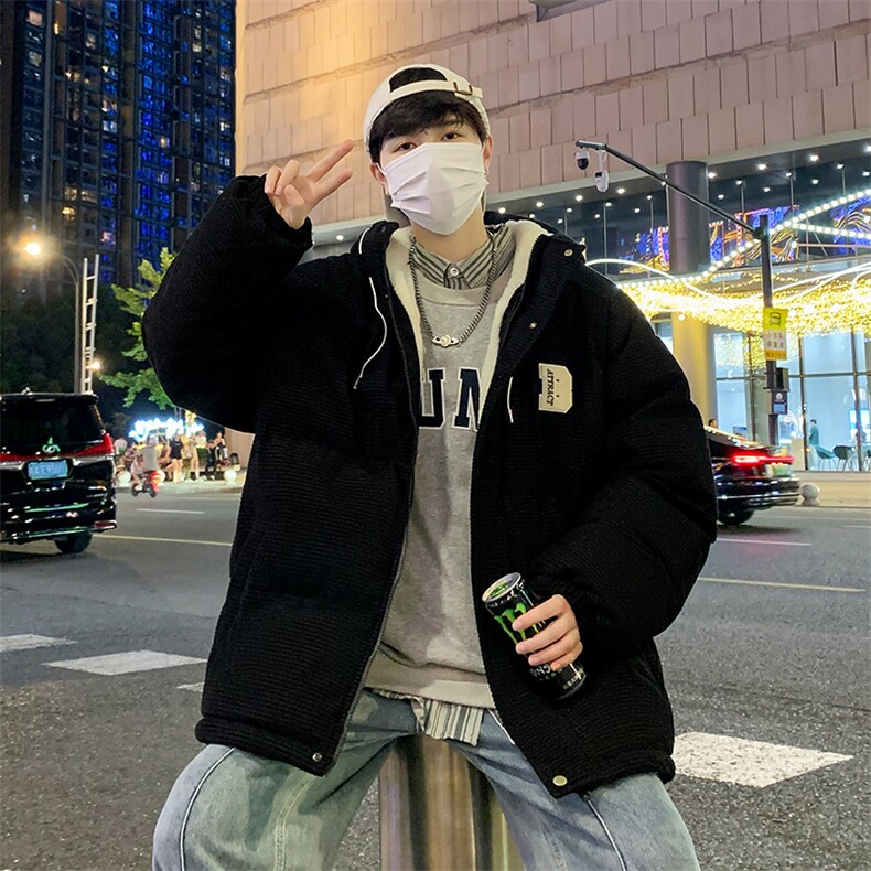 冬季青少年灯芯绒连帽棉衣潮牌羊羔毛加绒加厚棉服外套5305-P85,男装棉衣,电商B306