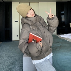 时尚设计感短款羽绒服女款冬季2025新款小个子洋气面包服连帽外套，女装羽绒服，2C316