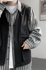 8XL-M特大码衬衫男假两件拼接衬衫新中式坎肩马甲外穿CS508TP68，男装背心/马甲，电商D206-1
