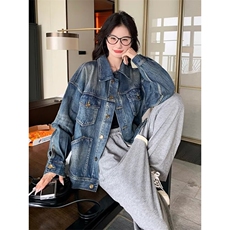 小香风短款牛仔外套女独特夹克外套超好看小众设计洋气牛仔上衣潮，男装工装外套，星座506A