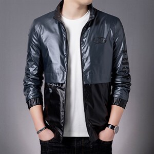 拼色夹克男2023春秋新款中青年男士茄克宽松休闲时尚百搭外套男装,男装夹克,电商B212（原钱塘6029）