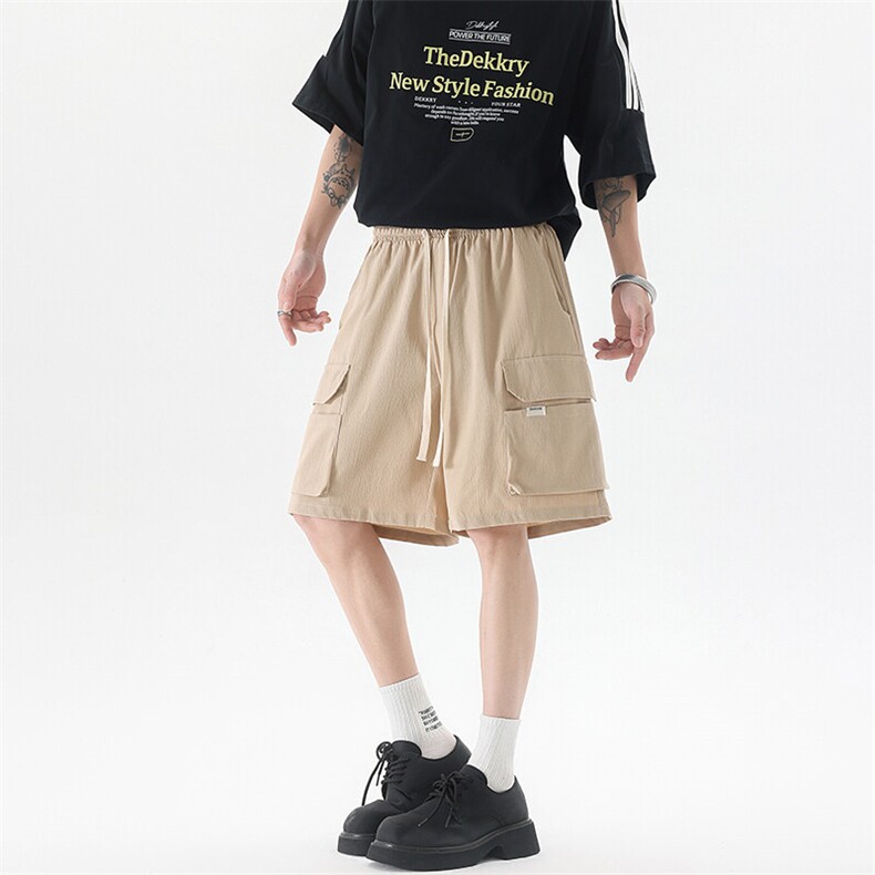 8XL-M 特大码冰丝短裤男五分裤褶皱休闲裤工装中裤DK1504P45控68图片