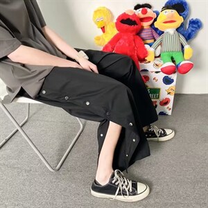 男秋季新款港风休闲裤排扣裤K2001P30图片