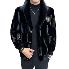 冬男商务休闲夹克金貂绒外套中年时尚保暖上衣爸爸装ZX8908-P245，男装夹克，星座1105-3