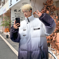 XZ230-1MY51冬港风宽松简约扎染渐变休闲立领机车面包服P128控158，男装棉衣，星座230-1