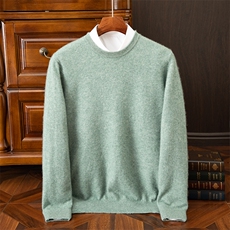 秋冬新款经典圆领高品质舒适保暖男士日常穿搭衫，男装羊绒套衫，牧雅羊绒