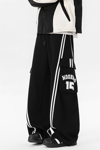 8XL-M 美式条纹工装裤休闲裤男宽松直通阔腿加绒裤子K9123P78控98图片