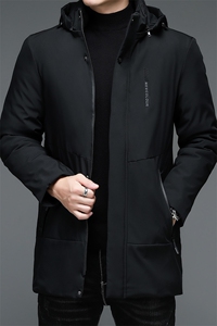 男士棉衣服2023秋冬新款中年商务休闲连帽棉服中长款保暖男装外套图片
