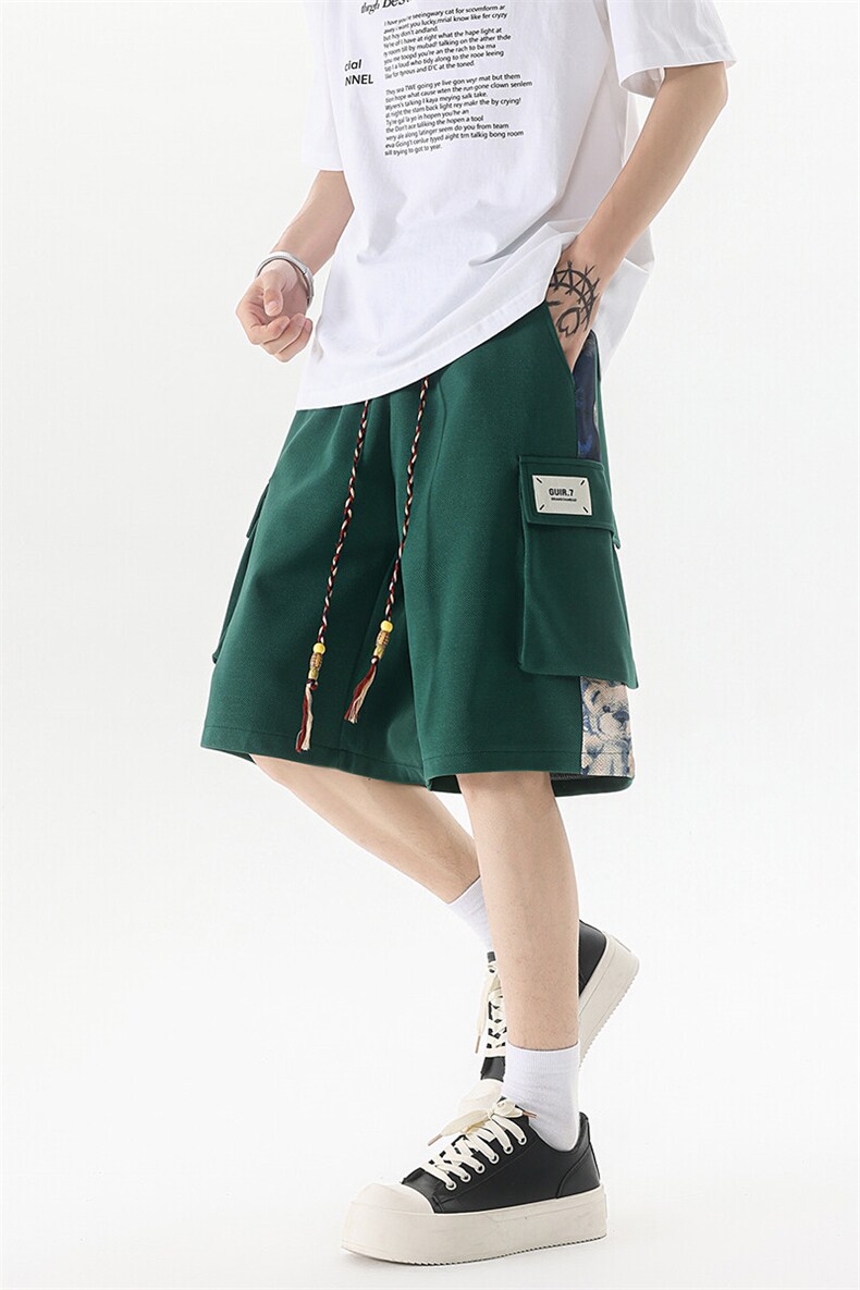 8XL-M华夫格针织短裤男夏季风宽松潮流休闲四五分裤DK1540P45,男装休闲裤,电商D206-1