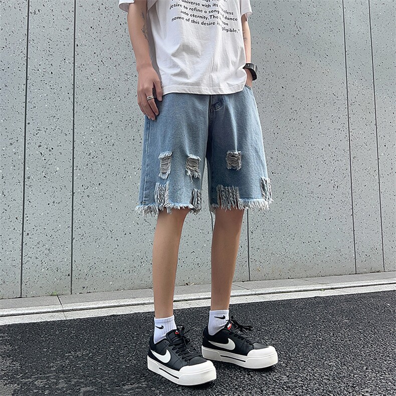 现货夏季美式复古毛边短裤五分乞丐破洞牛仔裤男K5808-P35控58,男装牛仔裤,星座205