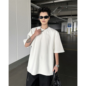 8XL-M 美式高街高克重短袖T恤男宽松短款BOXY正肩上衣半袖DX334图片