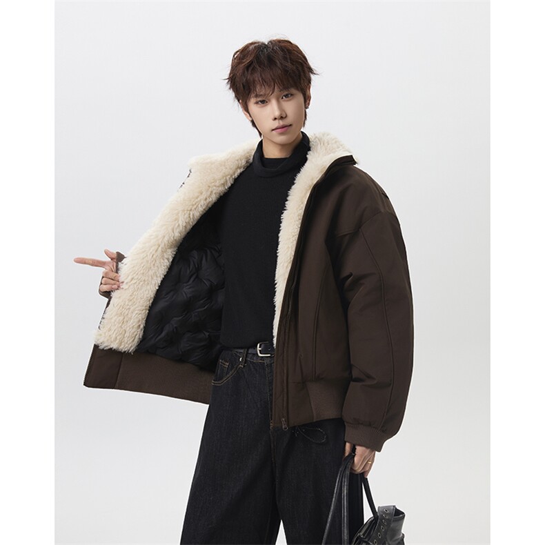 座山雕大毛领棉服外套宽松立领加厚派克服棉衣男外套-F757特P120,男装棉衣,电商B289