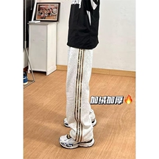 现货美式加绒三条杠直筒休闲卫裤男K45特P40，男装休闲裤，星座205-3