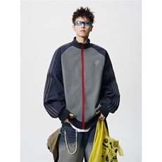 jk2559-特P60控108100聚酯纤维拼接特色夹克条纹外套男，男装夹克，电商B370