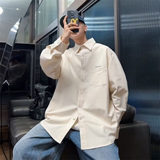 春季潮牌宽松休闲工装外套2024新款日系长袖衬衫男现货W8124-P38，男装衬衫，星座512-4