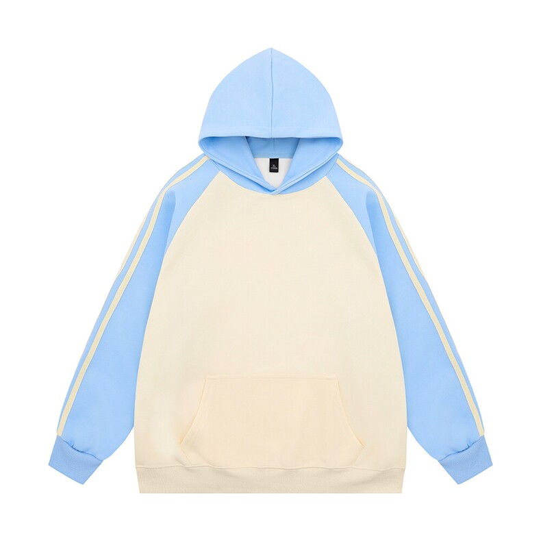 光板得物\唯品二开袖边三条杠拼色插肩连帽卫衣A48P45,男装卫衣,电商A247B