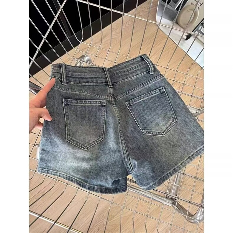 高腰牛仔短裤女夏季设计感显瘦辣妹a字裤美式复古宽松阔腿热裤子,男装牛仔裤,星座1210-1