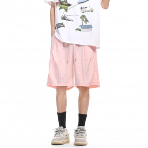 wassup happy短裤男夏季薄款潮流美式运动裤宽松休闲五分沙滩裤子图片