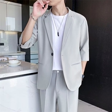 轻熟风高级感短袖男轻奢休闲西装夏季痞帅七分袖西服外套YK71，男装西服，星座1116A-2（原606A-1）