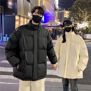 情侣装冬装 港风pu软皮刺绣棉服 棉衣休闲加厚外套男 G1108 P128图片