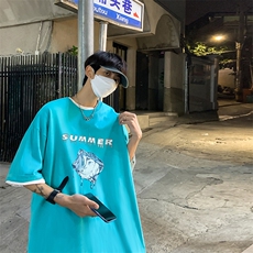 B239-1273-P28港风魔方水滴创意印花夏季重磅落肩袖短袖t恤，男装T恤，星座514-2(原B239)