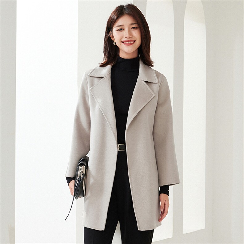 常规款2024年秋冬季新款女士羊毛双面呢大衣,女装双面呢大衣,织美生