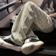 2024牛仔裤男女同款抽绳美式设计感休闲裤N03p45，男装牛仔裤，电商D315