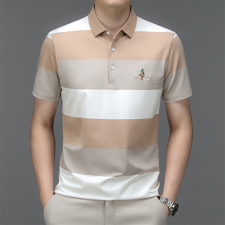 2023夏季新款刺绣商务翻领高端Polo衫男休闲中年带领t恤男士短袖,男装T恤,电商B212（原钱塘6029）