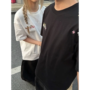 万针全刺绣工艺抖音得物高品质260克重磅纯棉双纱美式高街短袖T恤图片