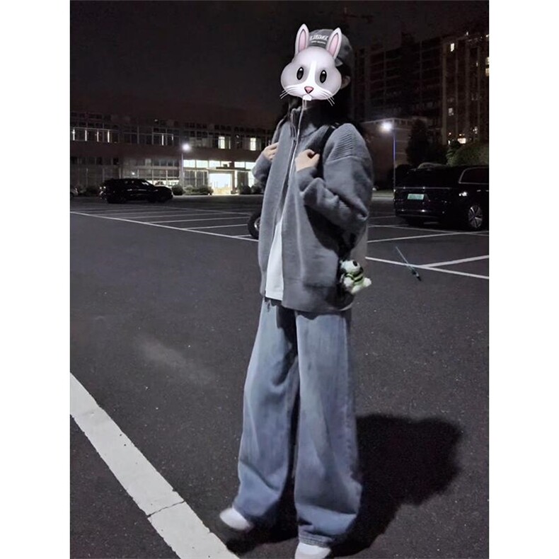 重磅秋冬北极绒双拉链毛衣开衫美式复古休闲慵懒风宽松针织衫外套,男装针织衫/毛衣,电商A486