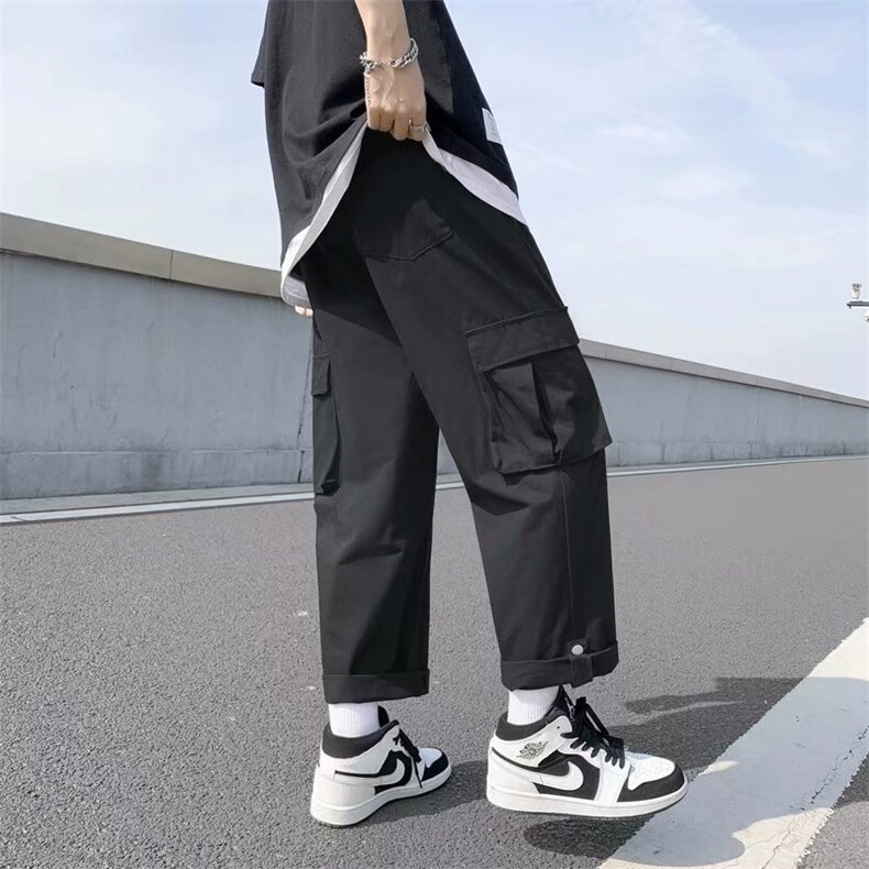 日系工装宽松阔腿裤男女ins潮流美式休闲百搭裤九分裤AK326-p30,男装休闲裤,星座1008