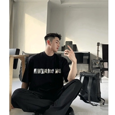 垫肩T恤男印花纯棉短袖宽松设计感半袖1213-T2429-P35网图，男装T恤，星座1213