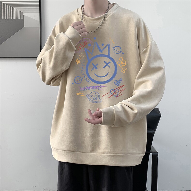 麂皮绒卫衣男大码重磅长袖t恤男 JW81180-P35图片