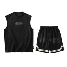 2023夏上新青少年印花休闲背心套装无袖T恤男女7811-P75控价108，男装背心/马甲，电商A441-1