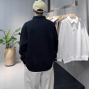 卫衣男春秋季2025新款宽松潮牌翻领衣服男款纯色百搭秋装运动上衣图片