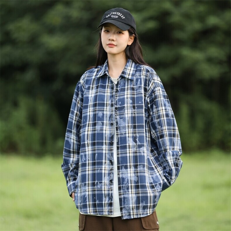 25年春季格子衬衫长袖大码宽松落肩现货DS-C323-1-2371-特批35图片