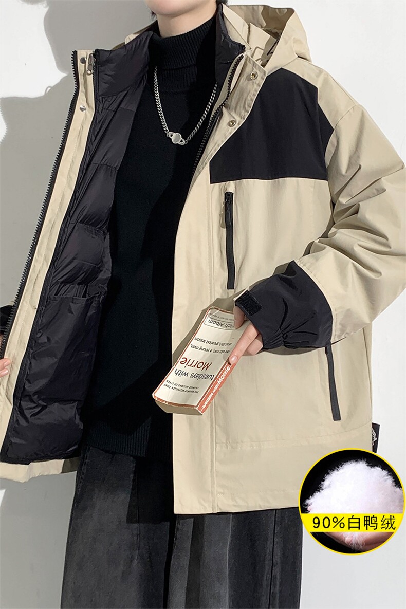 冬上新三合一时尚冲锋衣潮加绒羽绒服外套男女8300-P210控价299,男装羽绒服,电商A441-1