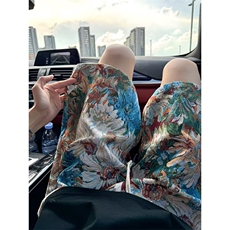 彩绘满印花卉短裤男夏季美式潮牌提花沙滩裤国风薄款海边五分裤子，男装牛仔裤，星座1008
