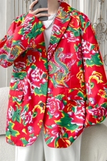 XF9035/P65春装新款东北大花西服男女风个性宽松花上衣外套，男装西服，电商A141
