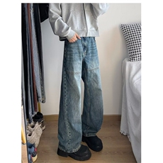 高街牛仔裤男士韩版潮流痞子帅气百搭2024冬季ins长裤RK2380-P50，男装牛仔裤，星座412-3