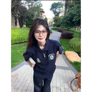 H1028-P35刺绣珠地棉POLO领休闲短袖t恤男女同款图片