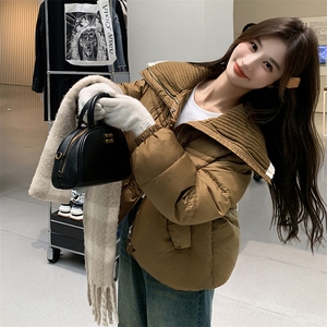 【新款现货】针织翻领短款90白鸭绒洋气羽绒服3169款P275K378图片