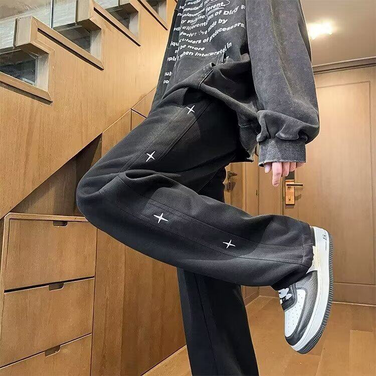 运动休闲长裤秋冬季新款加厚阔腿直筒男装XK318-P45，男装休闲裤，星座208-5